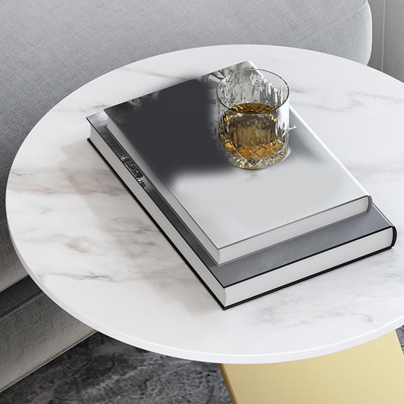 Contemporary Round 23.6" Tall Side Table Metallic C Side Table