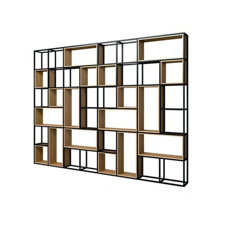 9.8" W Contemporary Geometric Bookshelf Open Back Metal Bookcase
