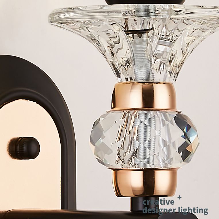 Modern Artistic LED Wall Lamp Copper Geometric Wall Sconce with Crystal Shade