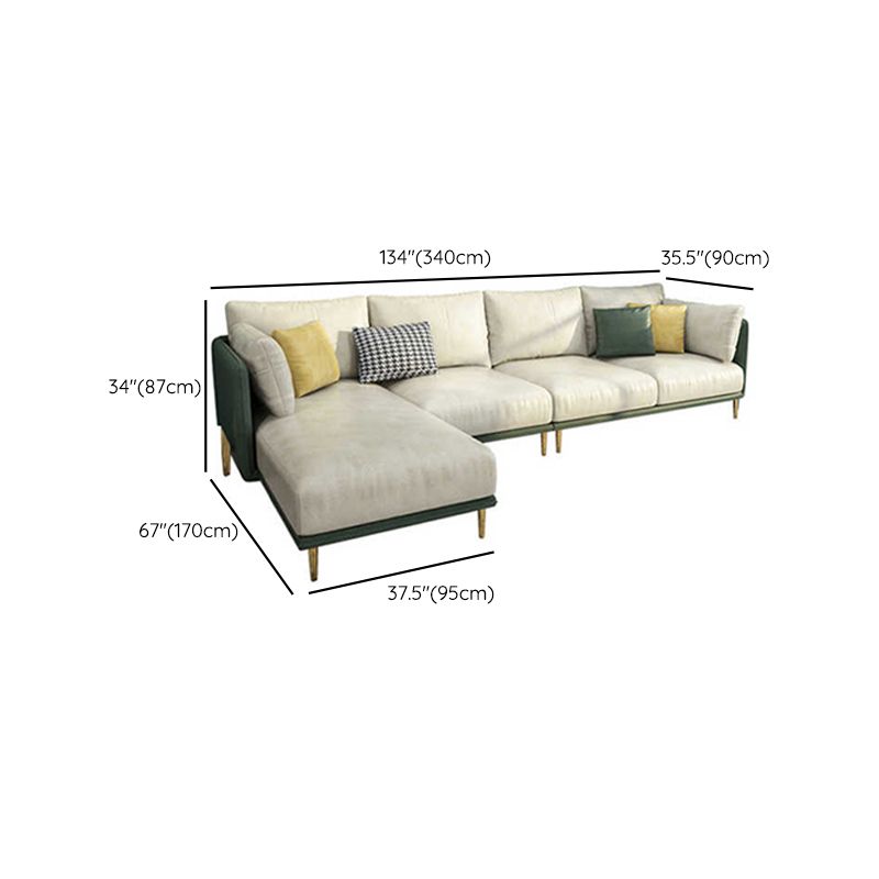 66" Wide Glam Sectional Sofa Leather L-Shape Stain-Resistant Sectionals