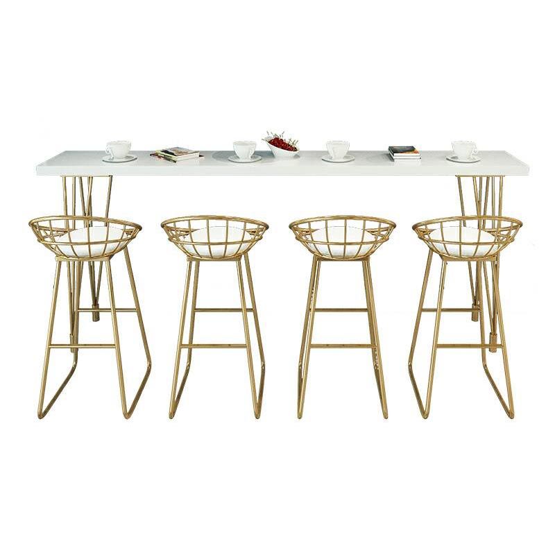 Glam Bar Table Set 1/2/5/9 Pieces Rectangle Bistro Set in White and Gold