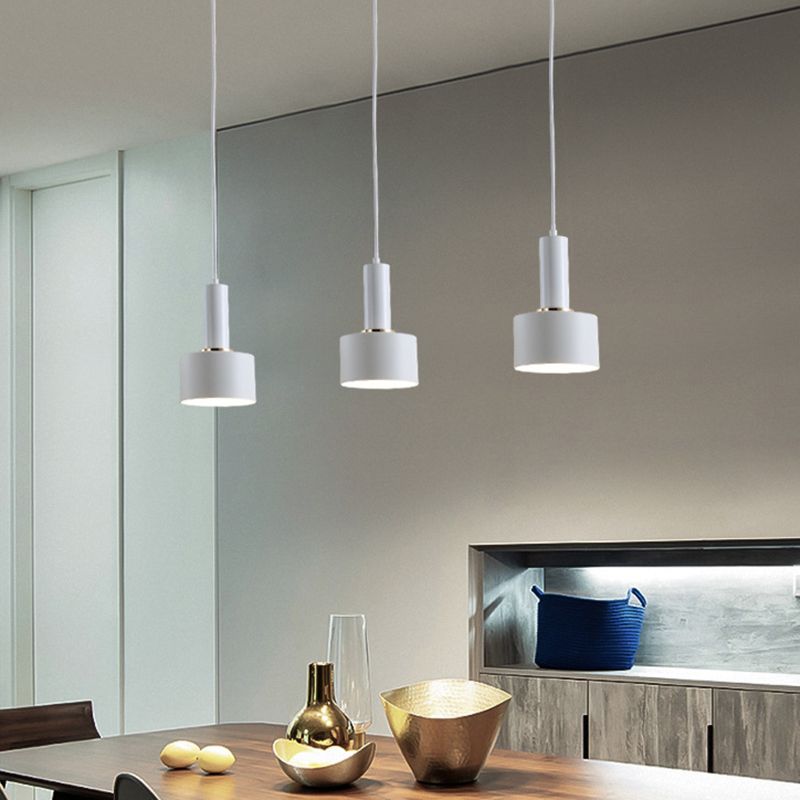 7.87" H 3-Light Modern Cluster Cylinder Kitchen Island Ceiling Light Metal Hanging Light