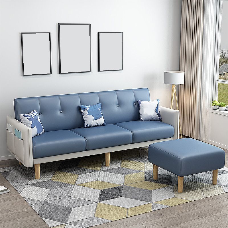 Modern Faux Leather Straight Arm Sectional with Ottoman Included and Storage