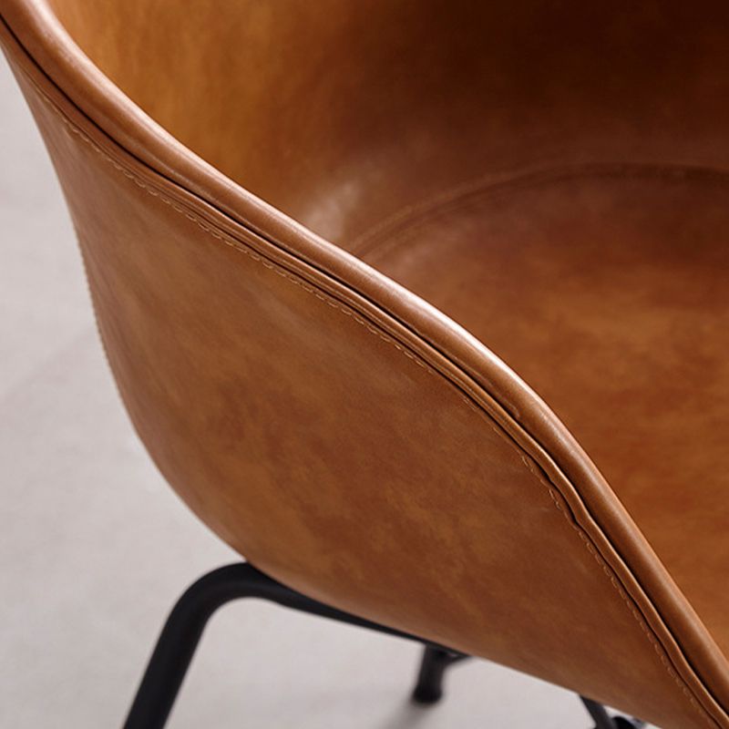 Modern Arm Chair Leather Indoor Dining Chair with Metal Frame