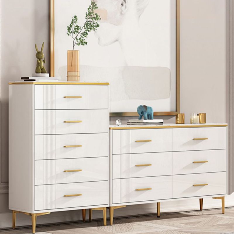 Glam Stone Storage Chest Bedroom 11.8" Wide Chest in White with Drawers