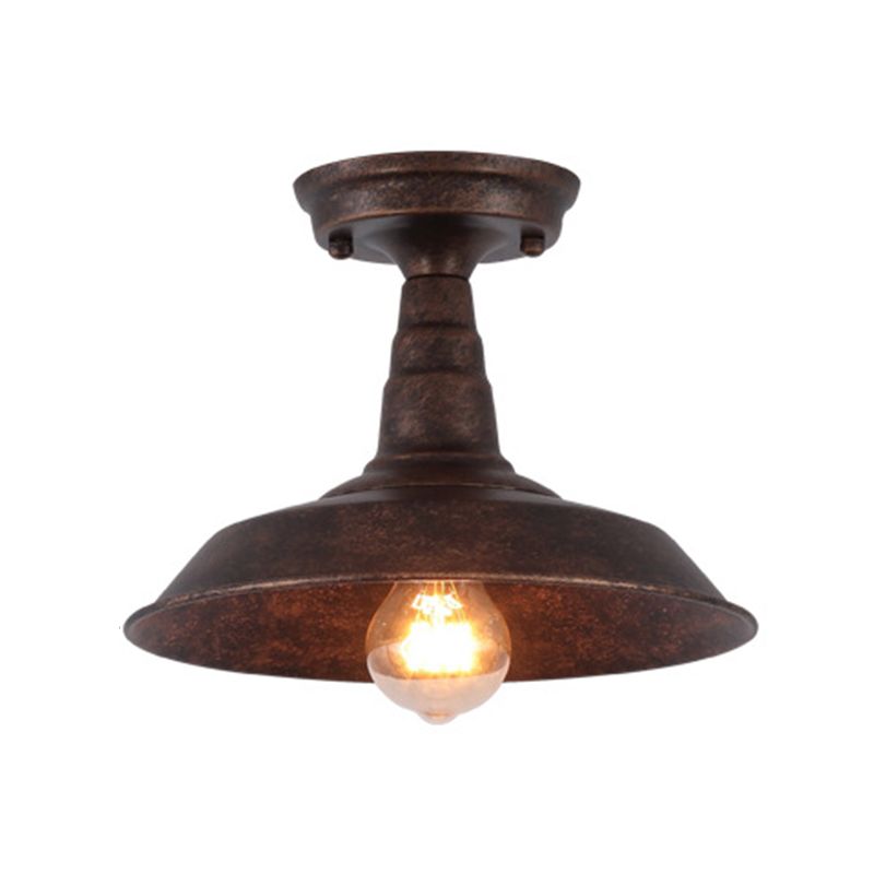 Plafonnier en fer de style industriel, 1 ampoule, plafonnier noir/marron