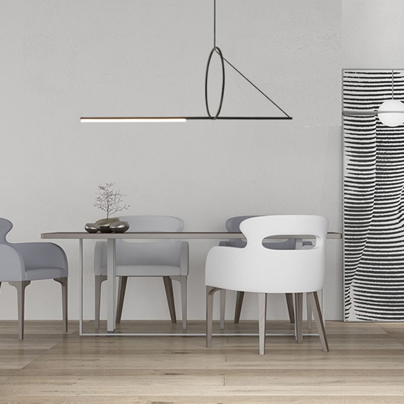 Geometric Island Lighting Fixtures Modern Chandelier Metal 1 Light Island Lamps in Black