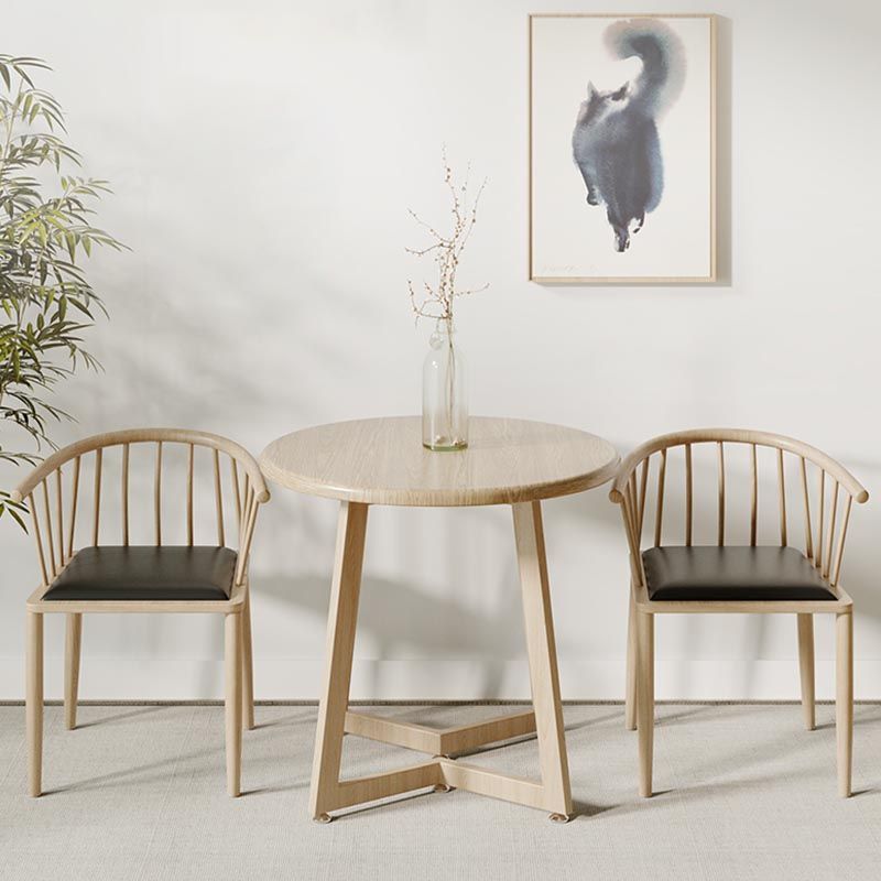 Round Wood Dining Table Sled Base Dining Table in Natural and Walnut