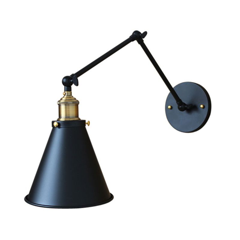Conical Shade Iron Wall Mount Light Antique 1 Bulb Bedroom Wall Lighting Fixture