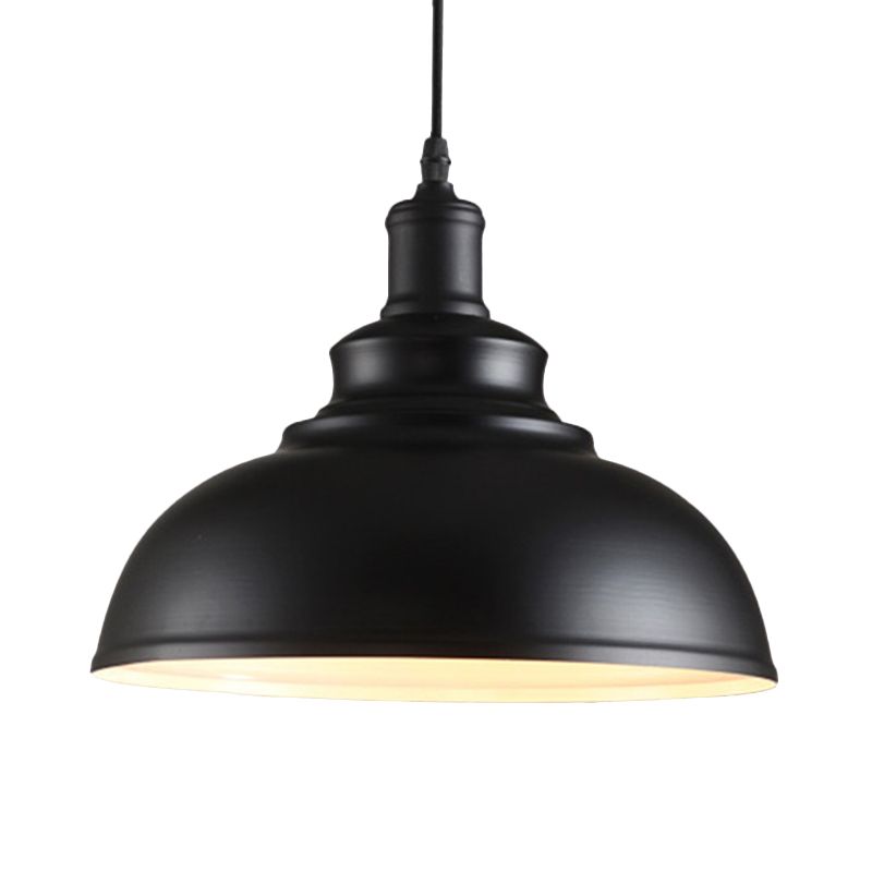Black Bowl Suspension Light Fixture Industrial Style Metal 1-Bulb Dining Room Hanging Lamp Kit
