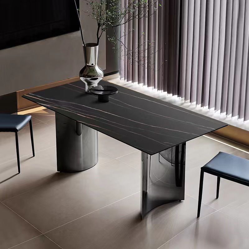 Industrial Dinner Table Stone Rectangle Dining Site Table for Home