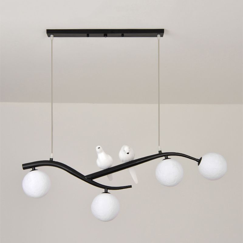 Modern Style Ball Shade Pendant Lighting 4-Lights Glass Hanging Lamp for Dining Room