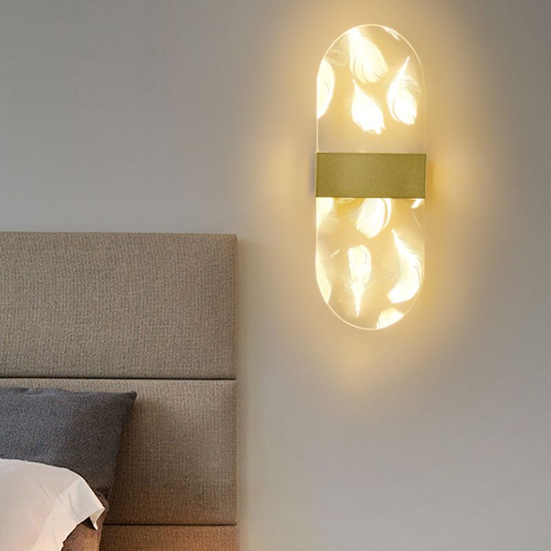 Iluminación de pared de plumas geométrica de pared de pared LED nórdica con sombra acrílica