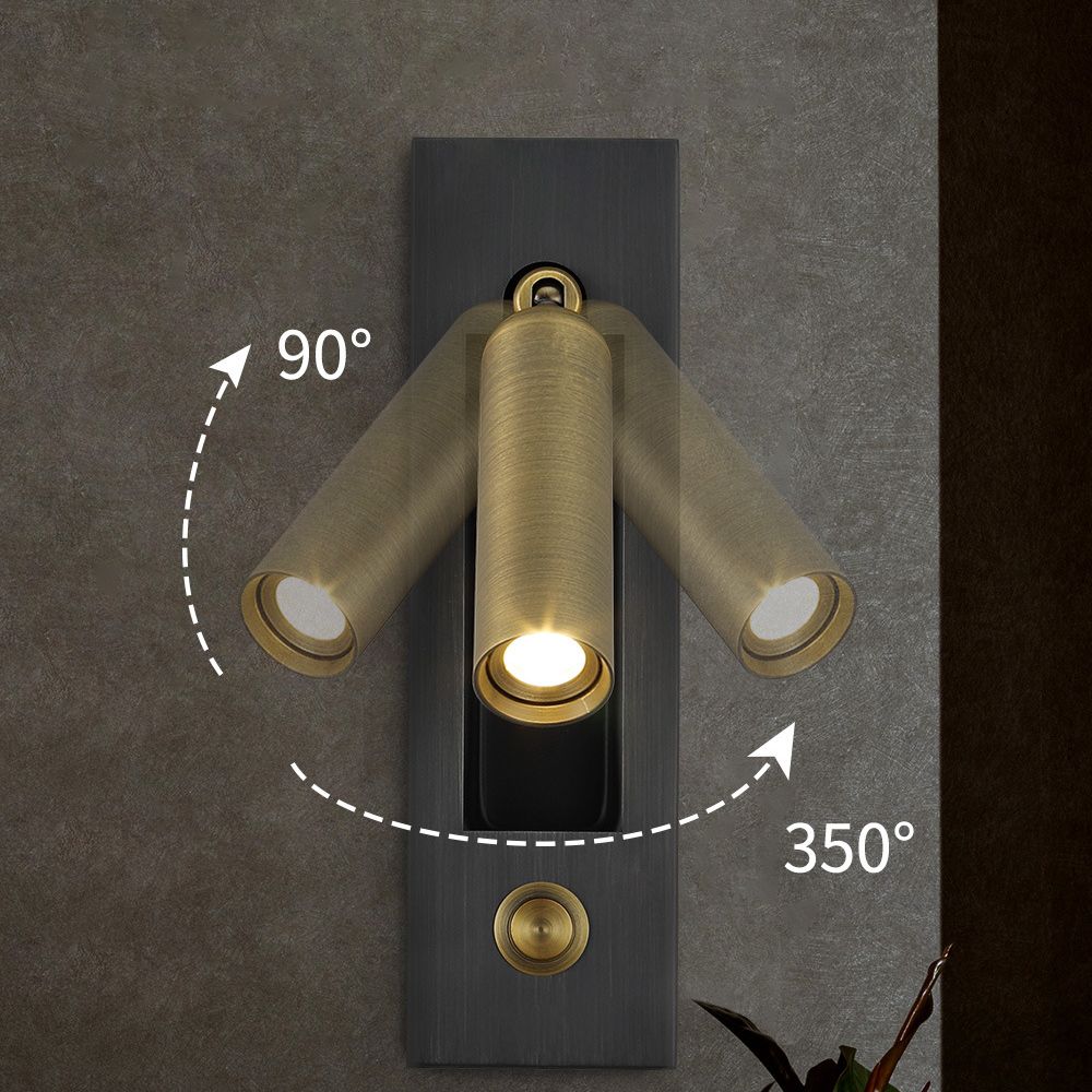 Luz de pared LED de estilo LED de estilo moderno Lámpara de lectura cilíndrica de cabecilla con interruptor independiente