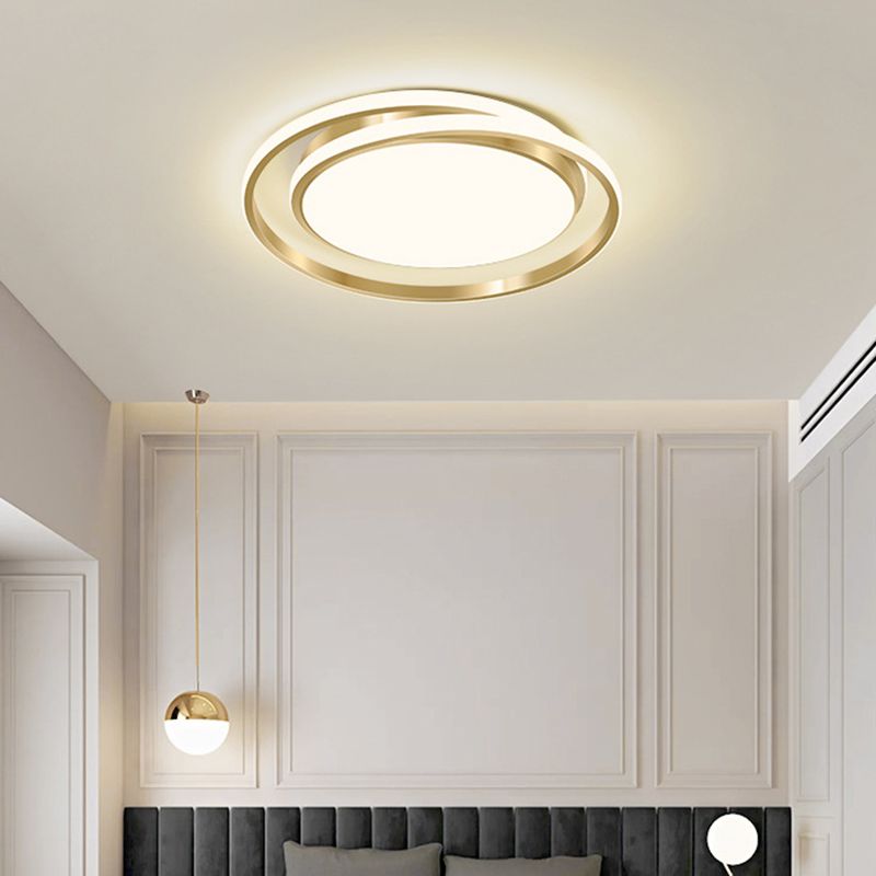 Ronde plafondlamp in eenvoudige stijl, acryl LED-slaapkamer, inbouwlamp in geborsteld goud
