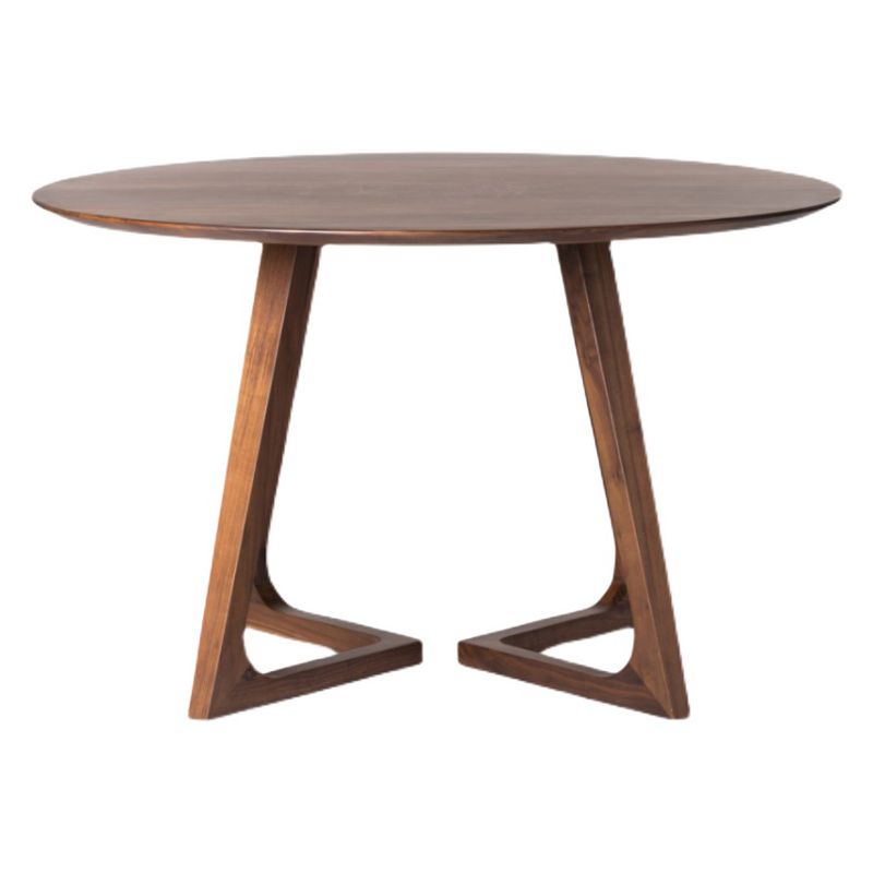 Mesa de comedor moderna moderna mesa de madera maciza marrón con base de pedestal doble