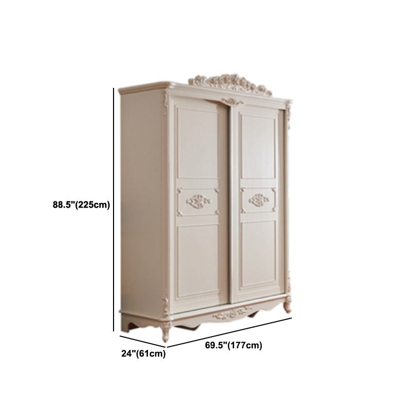 Traditional Wardrobe Armoire White Wooden Wardrobe Cabinet with Legs