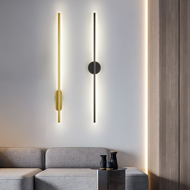 Modern Minimalist Linear Wall Mounted Light Fixture Silica Gel Wall Lighting Ideas In Gold Finish