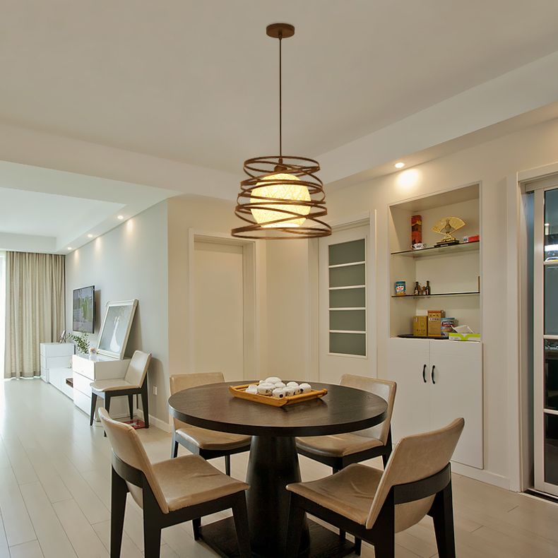 1 Head Cage Suspended Lighting Fixture Retro Metal Black Pendant Lamp for Restaurant