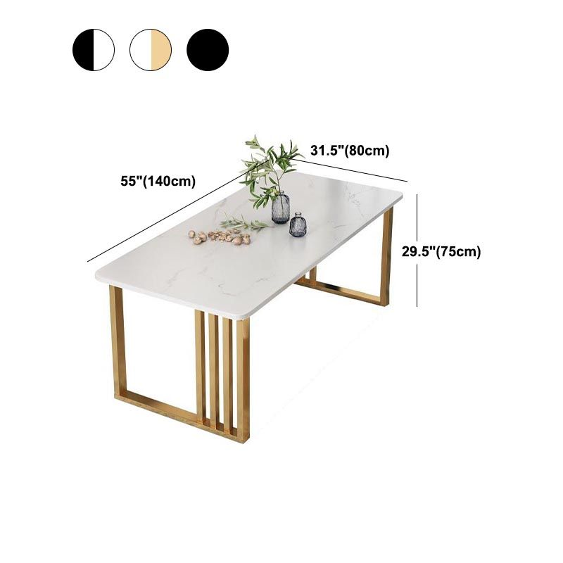 Rectangle Dining Table Stone Dining Table with Double Pedestal