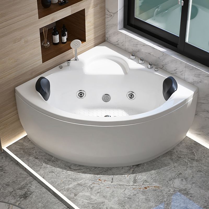 Modern Corner Acrylic Bathtub Air/Whirlpool Bathtub with Drain and Overflow Trim