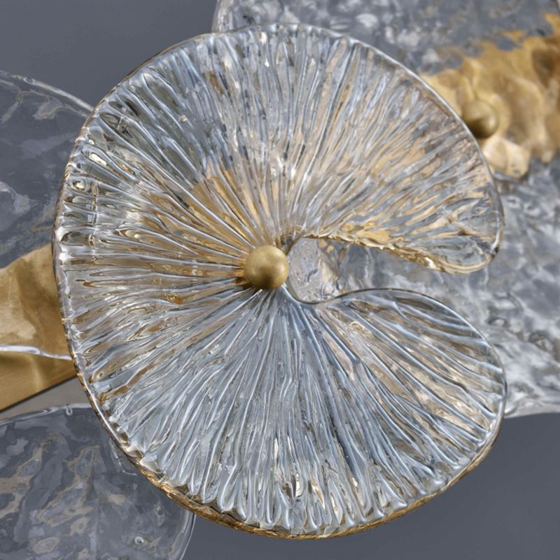 Lustre de style américain luminaire lustre en verre métallique rond en or