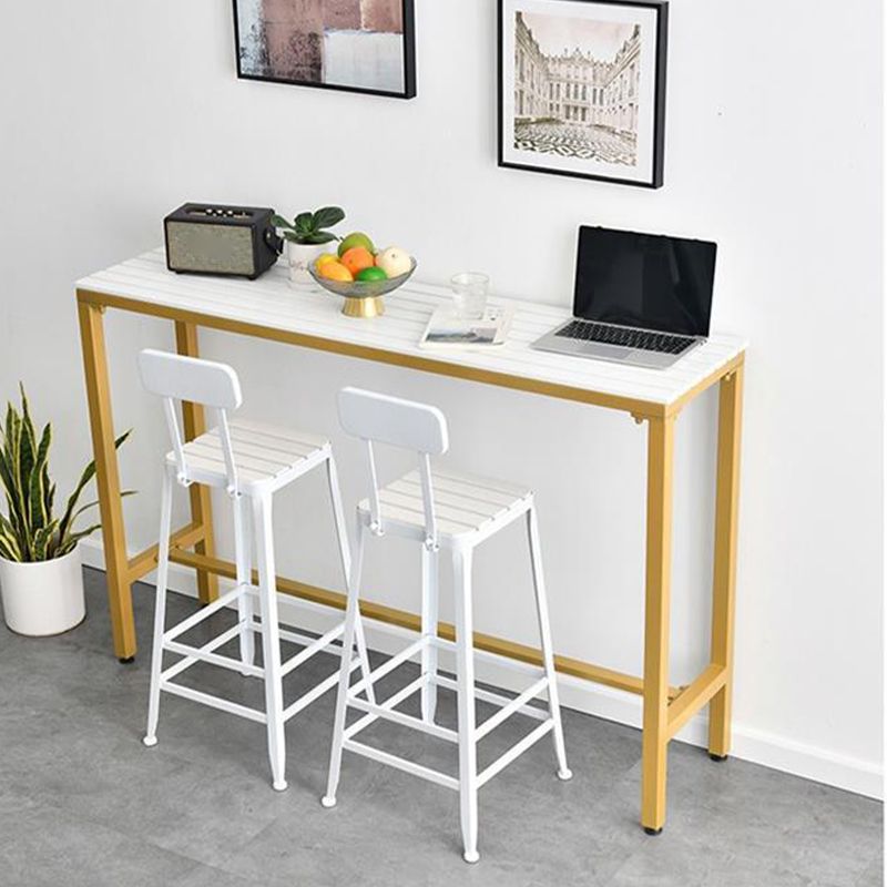 Modern Style Bar Table Rectangle Wood Bar Dining Table with Trestle Base