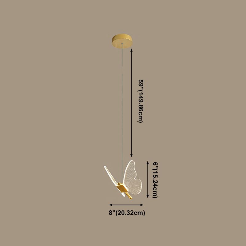 Gouden vlinder led hanglamp in moderne luxe stijl smeedijzeren hangende lamp met acryl schaduw