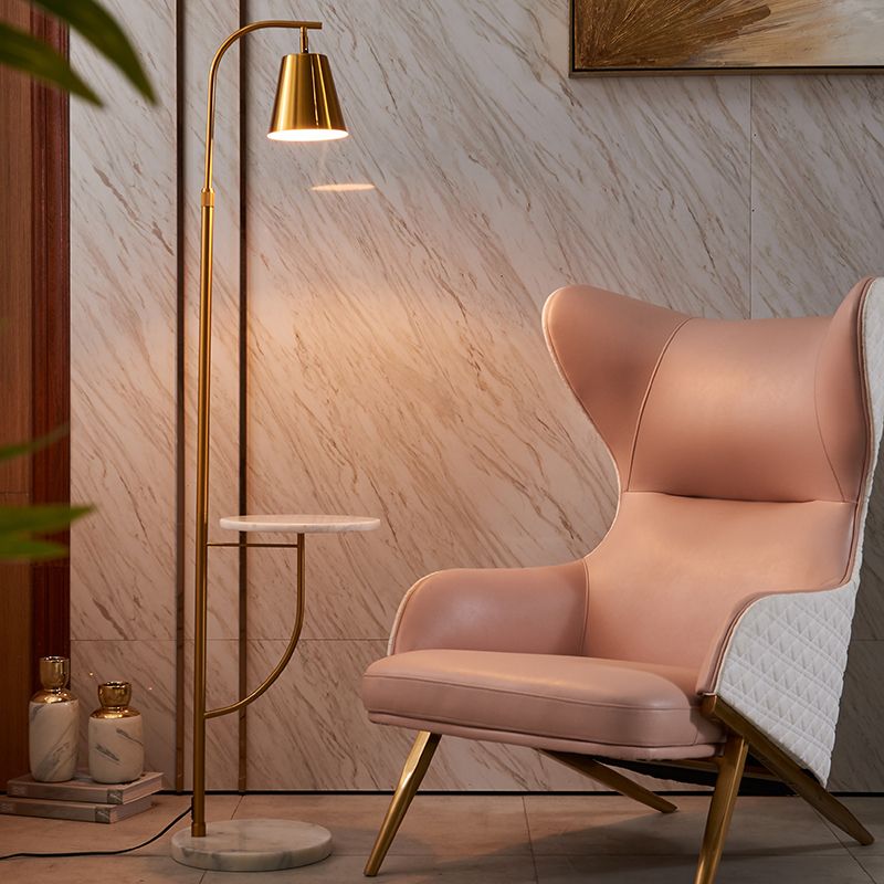 Metal Bell Stand Up Lamp Nordic Style 1��Head Living Room Floor Lighting with Marble Base