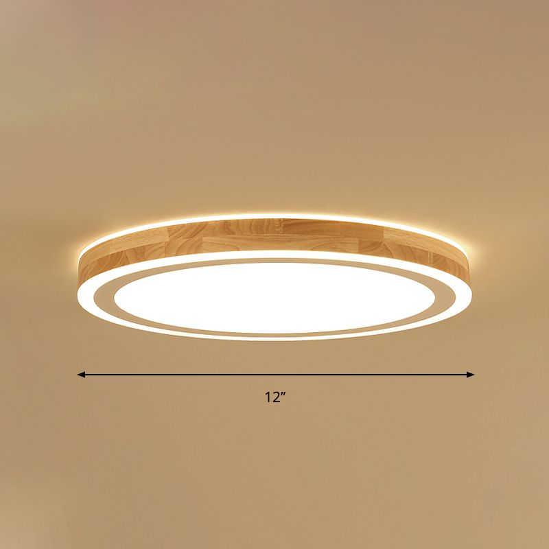 Kit de plafonnier LED en bois naturel, éclairage rond Super fin de 12/15 pouces de diamètre, de Style nordique, pour chambre à coucher