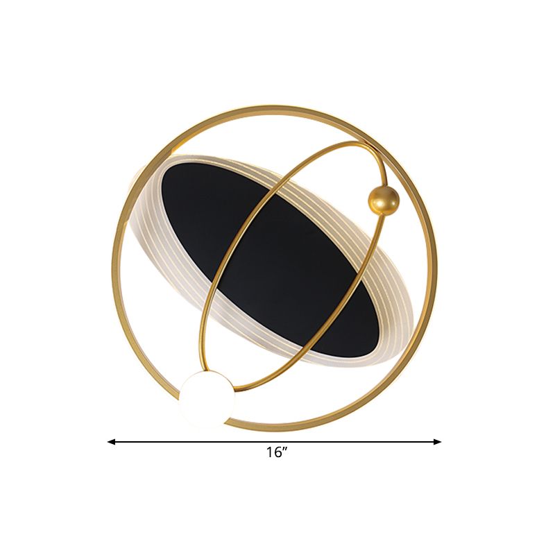 Gold Circle Flush Mount Simplicity 16"/19.5" W LED Metal Close to Ceiling Lamp with Inner Oval Design