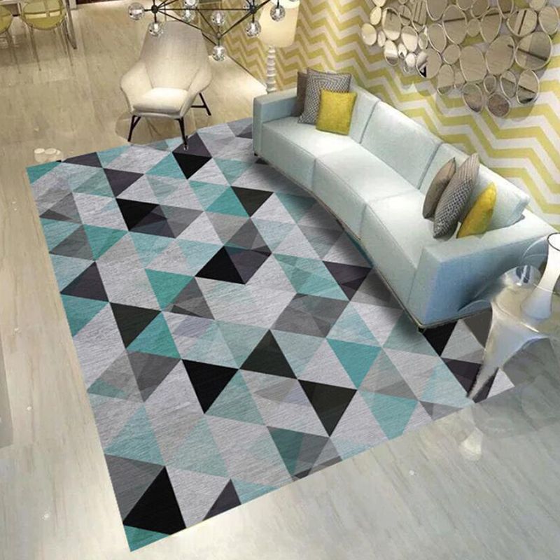 Trendy Living Room Rug Multi Colored Geometric Printed Area Rug Polypropylene Non-Slip Stain-Resistant Rug