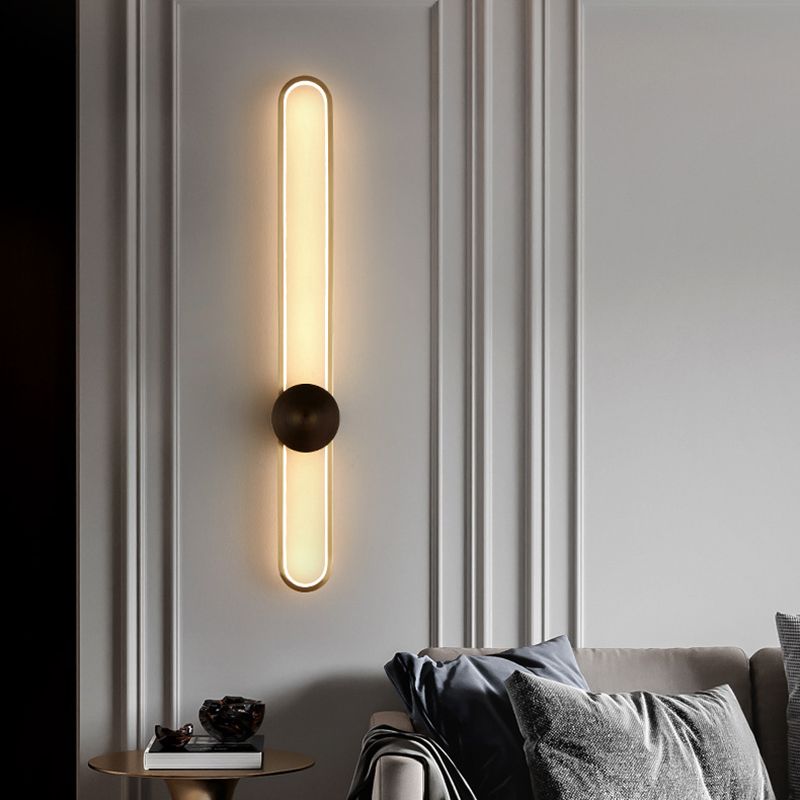 Contemporary Linear Wall Mount Lighting Minimalist Metallic LED Wall Sconce