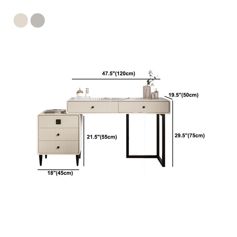 5 Wood Drawers Makeup Table Desk Vanity Stone Top Vanity Table
