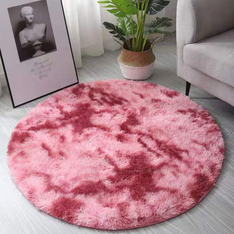 Mehrfarbiger, schlichter Batik-Teppich, moderner Shag-Teppich mit runder Fläche, Polyester-Teppich mit rutschfester Rückseite für die Inneneinrichtung