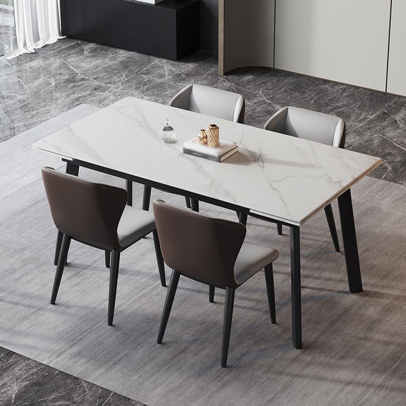 Modern Kitchen Foldable Dining Room Set with Sintered Stone Top and Black Base Dining Furniture Set