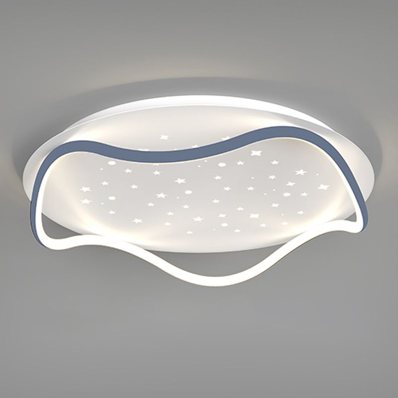Plafonnier de forme ronde moderne en fer à 2 lumières, montage encastré pour chambre à coucher