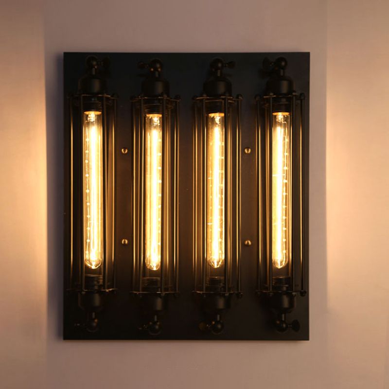 Industrial Style Iron Wall Mount Light Rectangle Shape Wall Lamp for Living Room