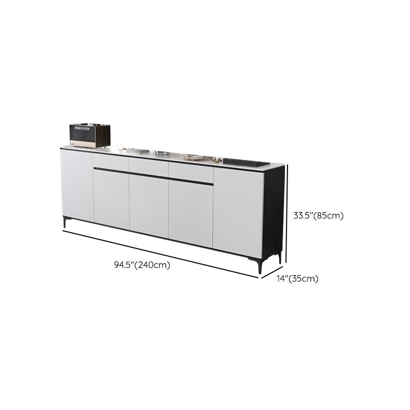 Modern Style Sintered Stone Top Storage Sideboard Cabinet in White