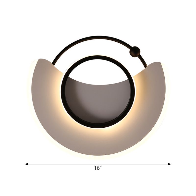 Black Geometric Flush Light Fixture Minimalist LED Metal Flush Mount Lighting, Warm/White Light