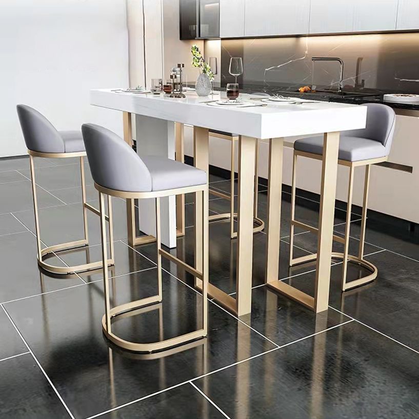 Glam Bar Stools Metal Armless Dining Stools with Gold Metal Base