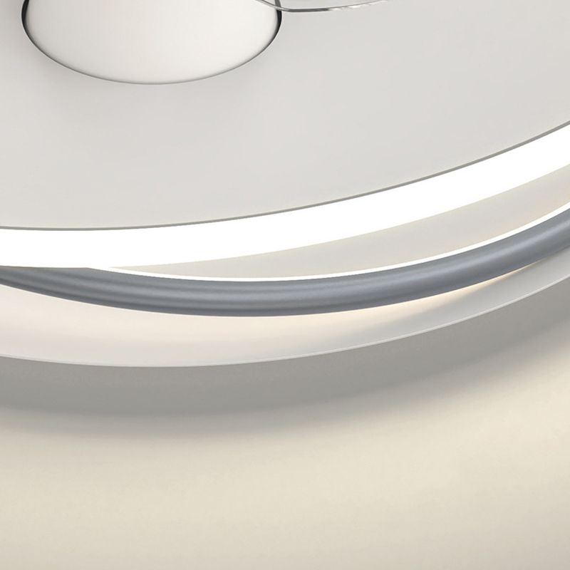 5-Blade Polish Finish Ceiling Fan Contemporary Metallic Fan with Light for Foyer