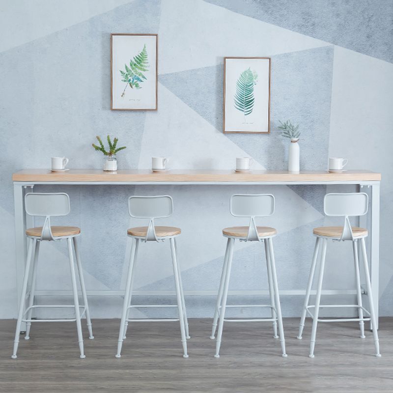 Modern Solid Wood Rectangle Trestle Base Bar Table for Kitchen Dining Room