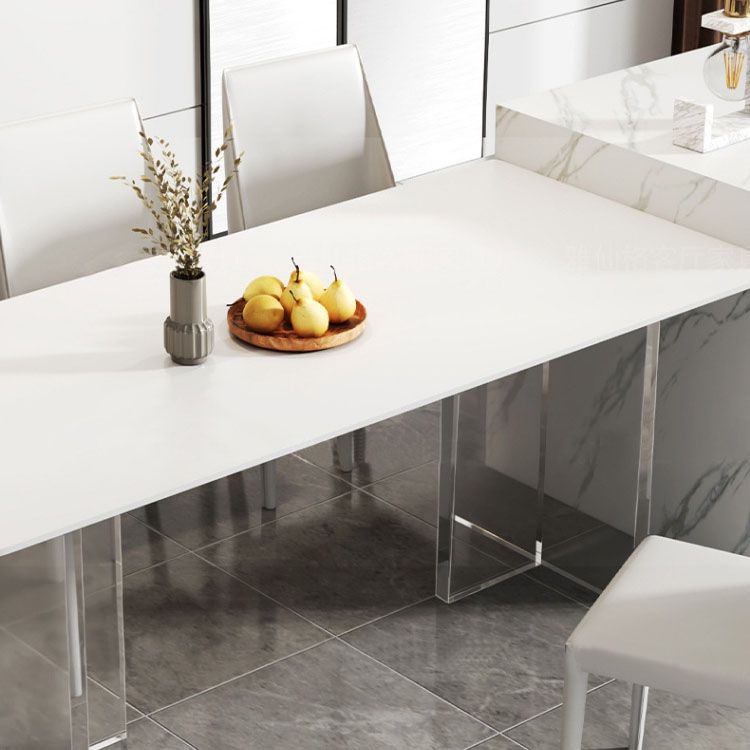 Glam Dinette Set with Solid Back Chairs 1/2/4/6/7/8 Pieces Glossy White Dining Table Set