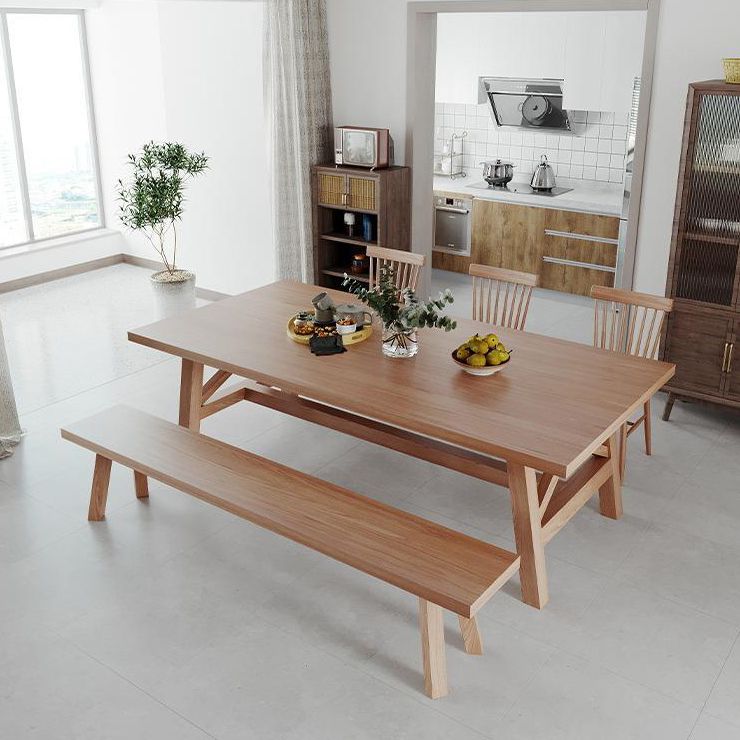 Modern Solid Wood Dining Table Trestle Base Dining Table for Dining Room