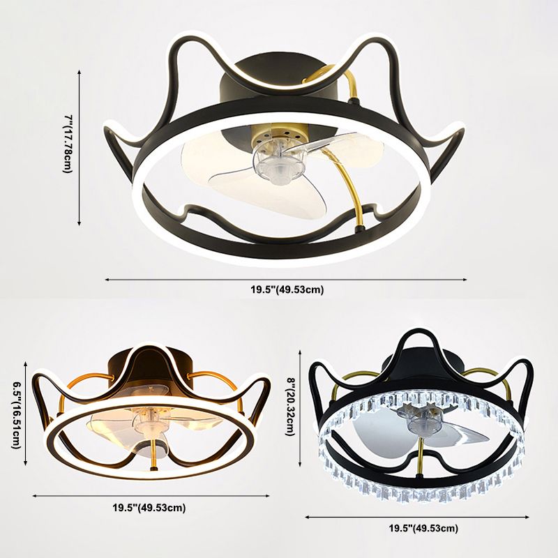 Kronenförmige Lüfterleuchte Deckenleuchte Minimalist Metall Schlafzimmer LED Semi Flush Mount