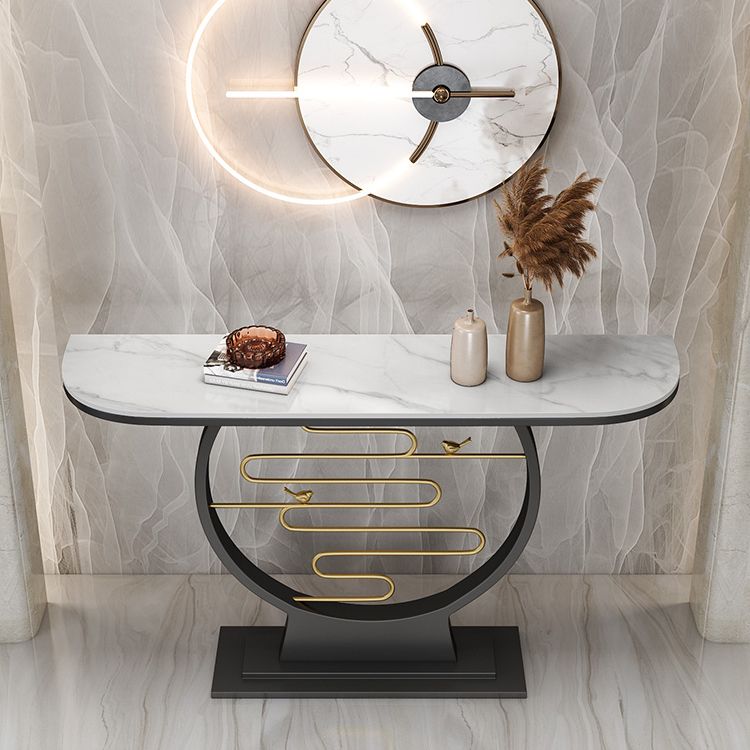 31.5" Tall Stone Console Table Modern Stain Resistant End Table for Hall
