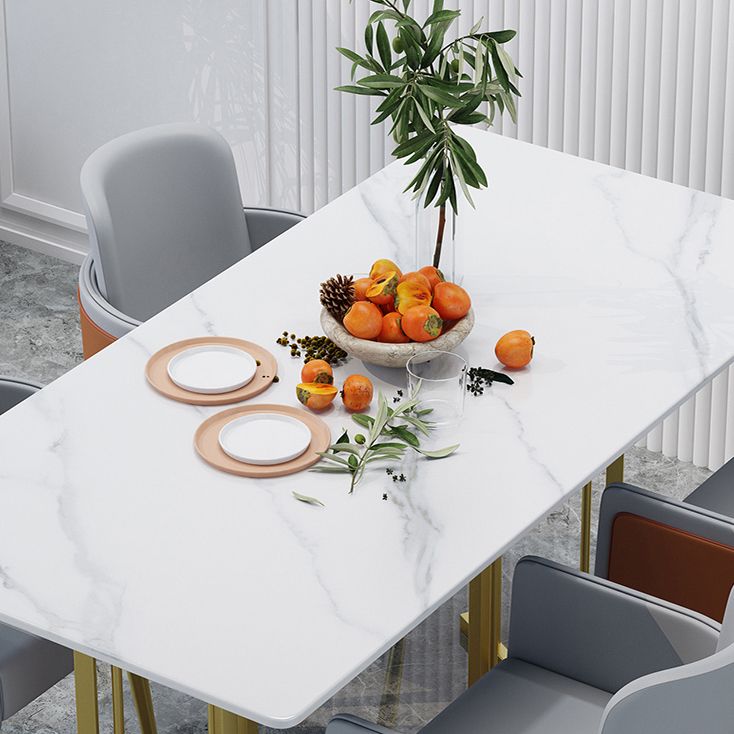 Sinteriger Stein Esstisch Traditioneller Luxustisch mit goldenem Rahmen für Zuhause