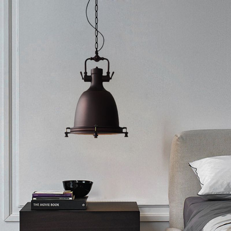 Matte Black Pot Pendant Ceiling Light Industrial Iron Single Dining Table Hanging Lamp Kit, 12.5"/16" Width