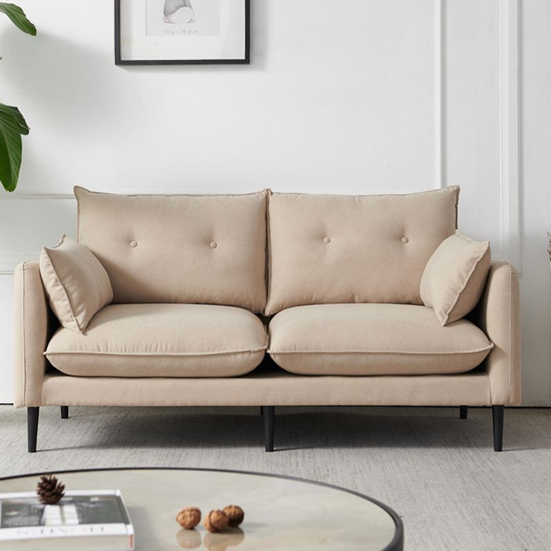 Linen Square Arm Modern Sofa with Loose Back for Living Room and Apartment